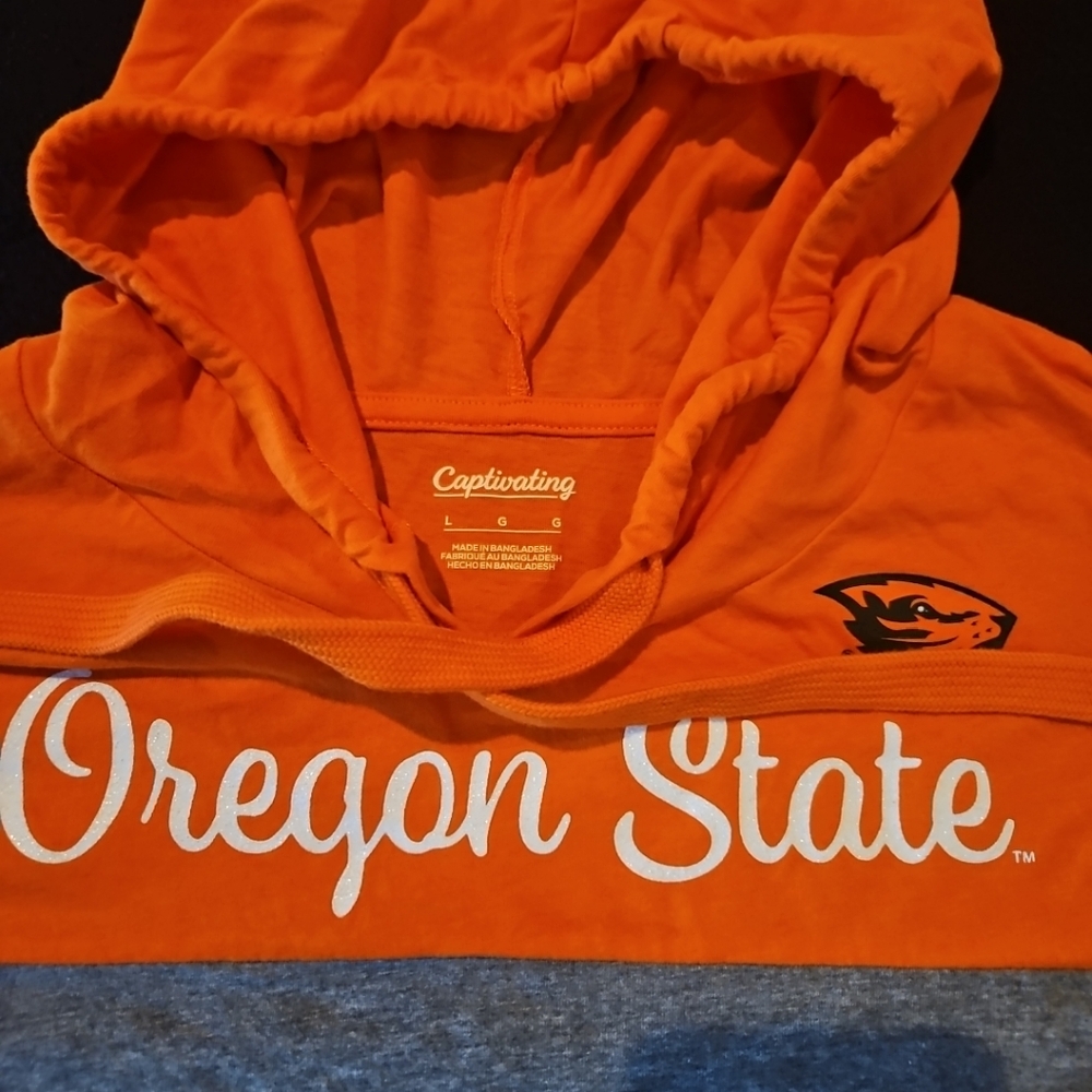 Oregon State Beavers Hoodie Sweatshirt Womens Large‎ Orange V-Neck Captivating - Picture 2 of 7
